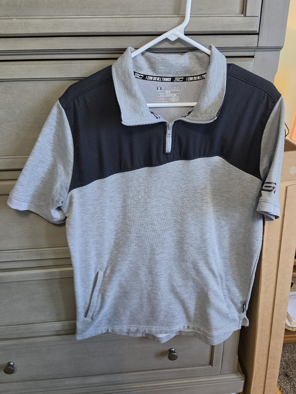 Men's Short Sleeve Polo - Gray with Black Yoke